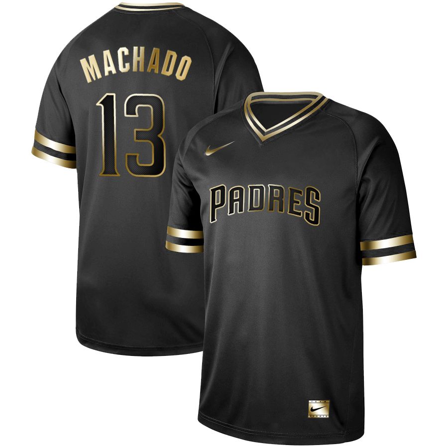 Men San Diego Padres #13 Machado Nike Black Gold MLB Jerseys->san diego padres->MLB Jersey